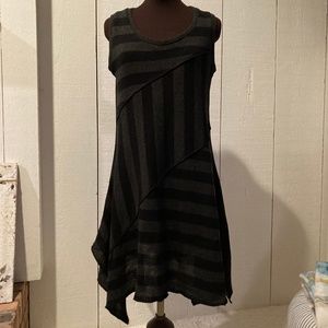 Luukaa Gray & Black Striped Wool Tunic Jumper Size Small NWT